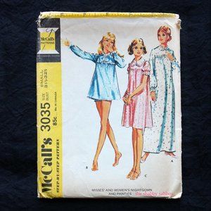Vintage McCalls Sewing Pattern Uncut 3035 Misses Small Babydoll Nightgown Pantie